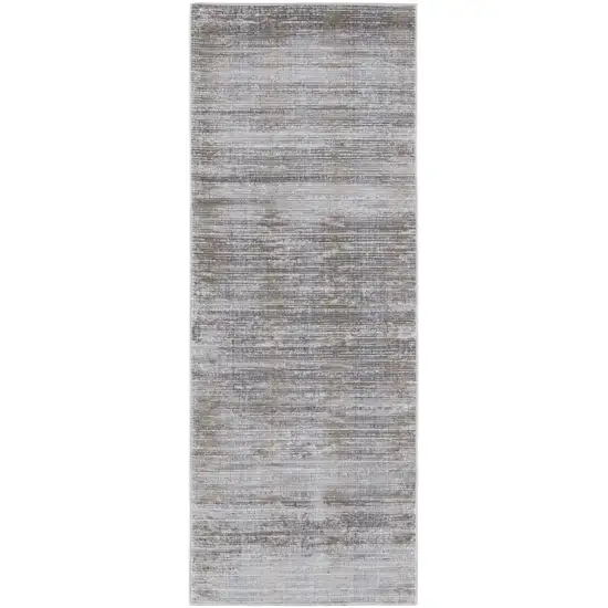 10' Taupe Silver And Tan Abstract Power Loom Runner Rug Photo 1