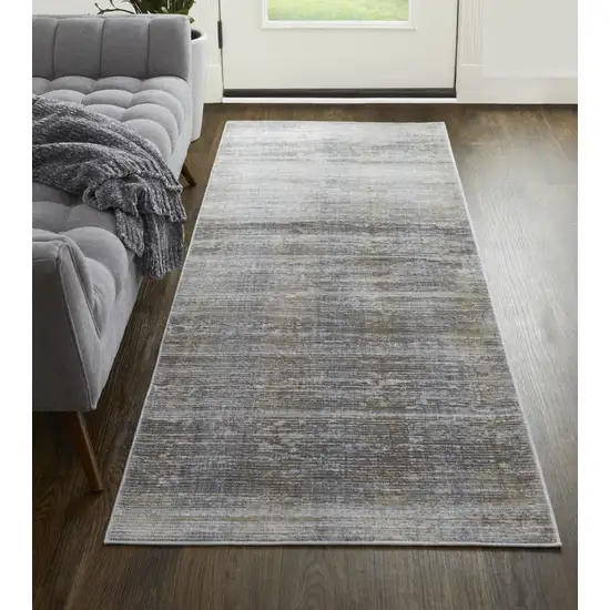 8' Taupe Silver And Tan Abstract Runner Rug Photo 4