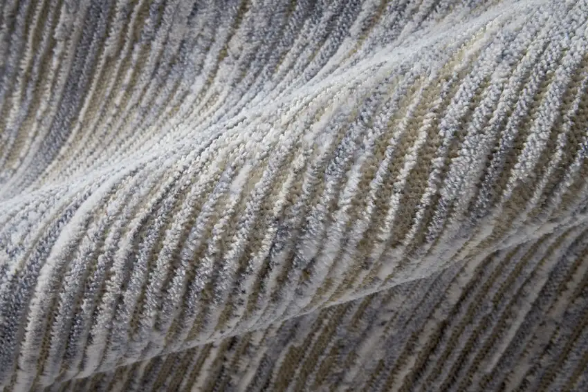 8' Taupe Silver And Tan Abstract Runner Rug Photo 5