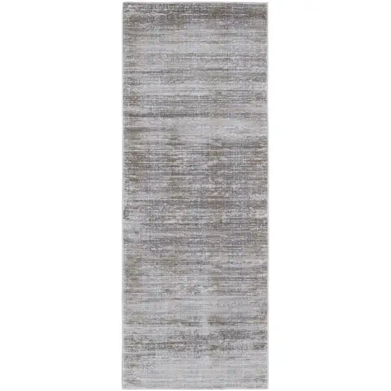 8' Taupe Silver And Tan Abstract Runner Rug Photo 2