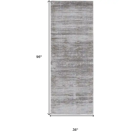 8' Taupe Silver And Tan Abstract Runner Rug Photo 3