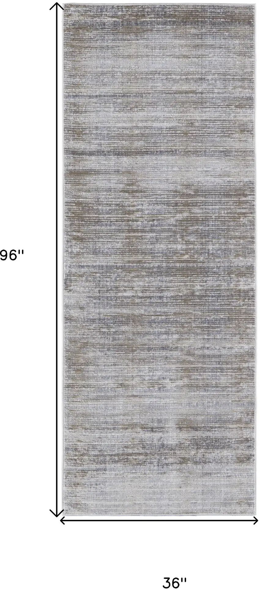 8' Taupe Silver And Tan Abstract Runner Rug Photo 3