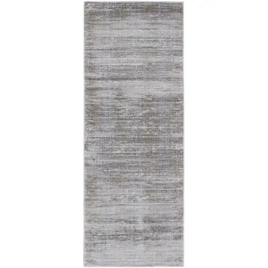 8' Taupe Silver And Tan Abstract Power Loom Runner Rug Photo 1