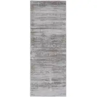 Photo of 8' Taupe Silver And Tan Abstract Power Loom Runner Rug