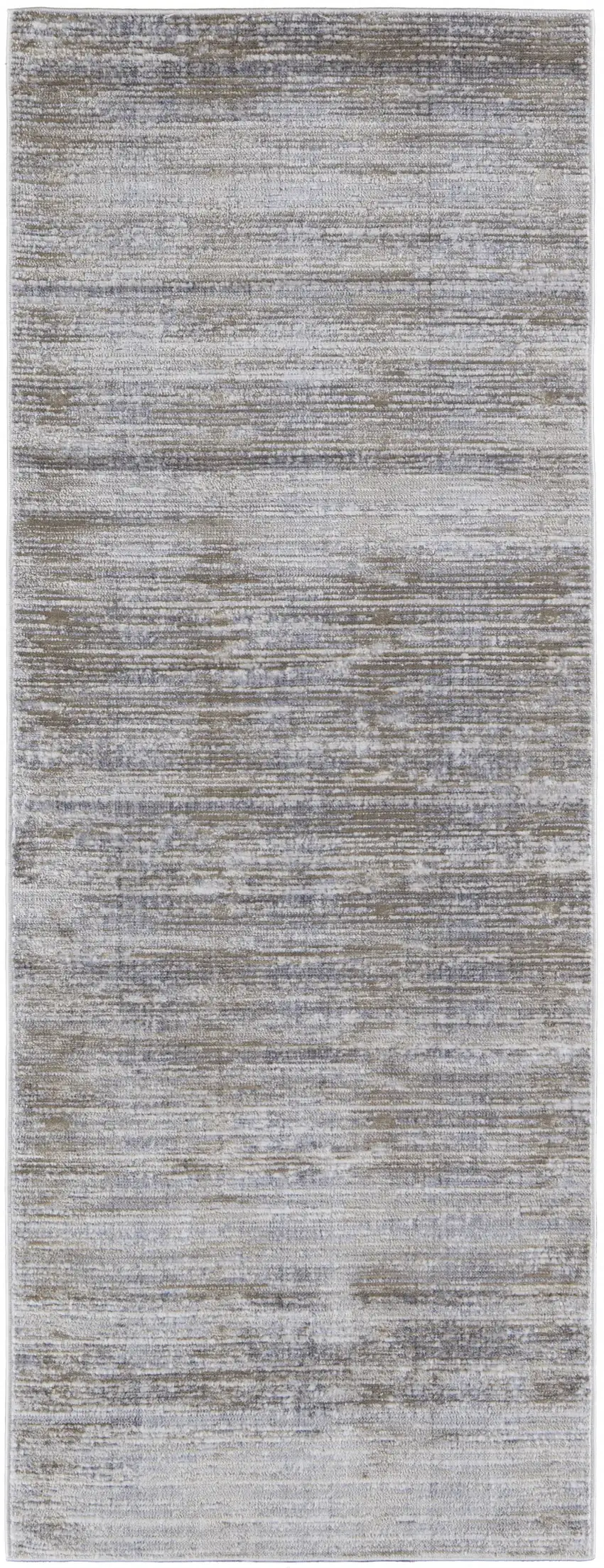 8' Taupe Silver And Tan Abstract Power Loom Runner Rug Photo 1
