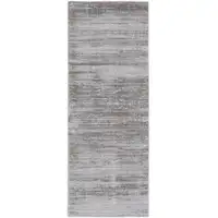 Photo of 12' Taupe Silver And Tan Abstract Power Loom Runner Rug