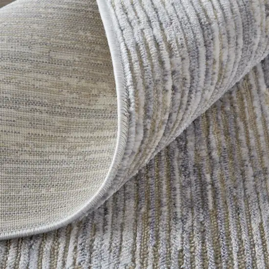12' Taupe Silver And Tan Abstract Power Loom Runner Rug Photo 3