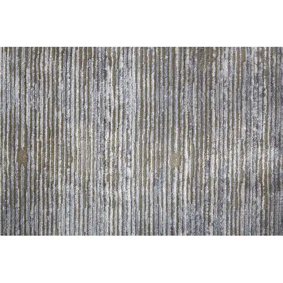 12' Taupe Silver And Tan Abstract Power Loom Runner Rug Photo 7
