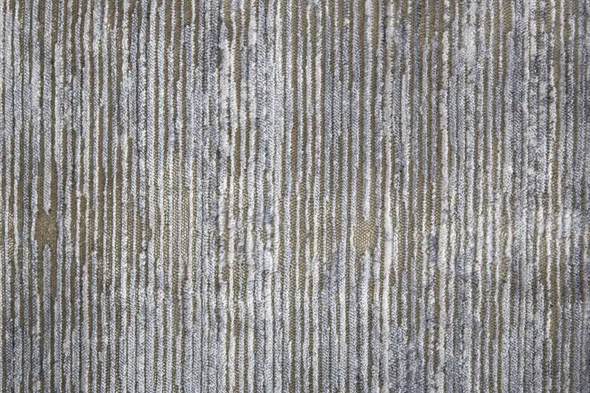 12' Taupe Silver And Tan Abstract Power Loom Runner Rug Photo 7