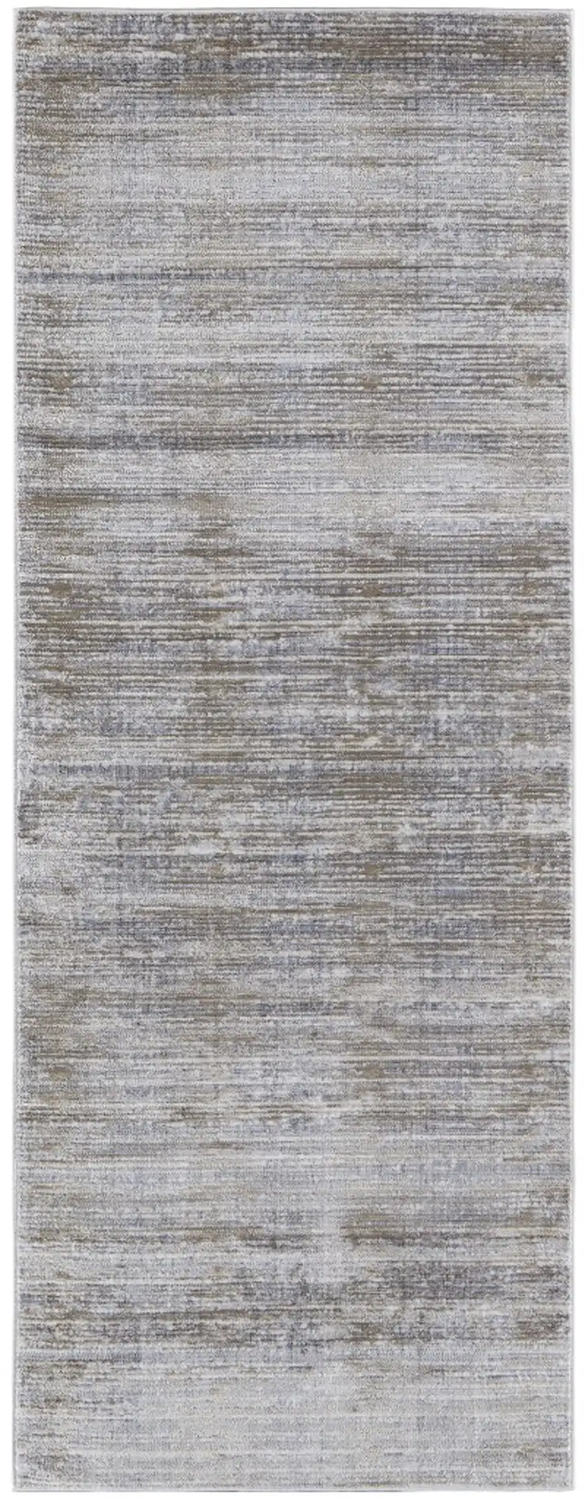 12' Taupe Silver And Tan Abstract Power Loom Runner Rug Photo 2