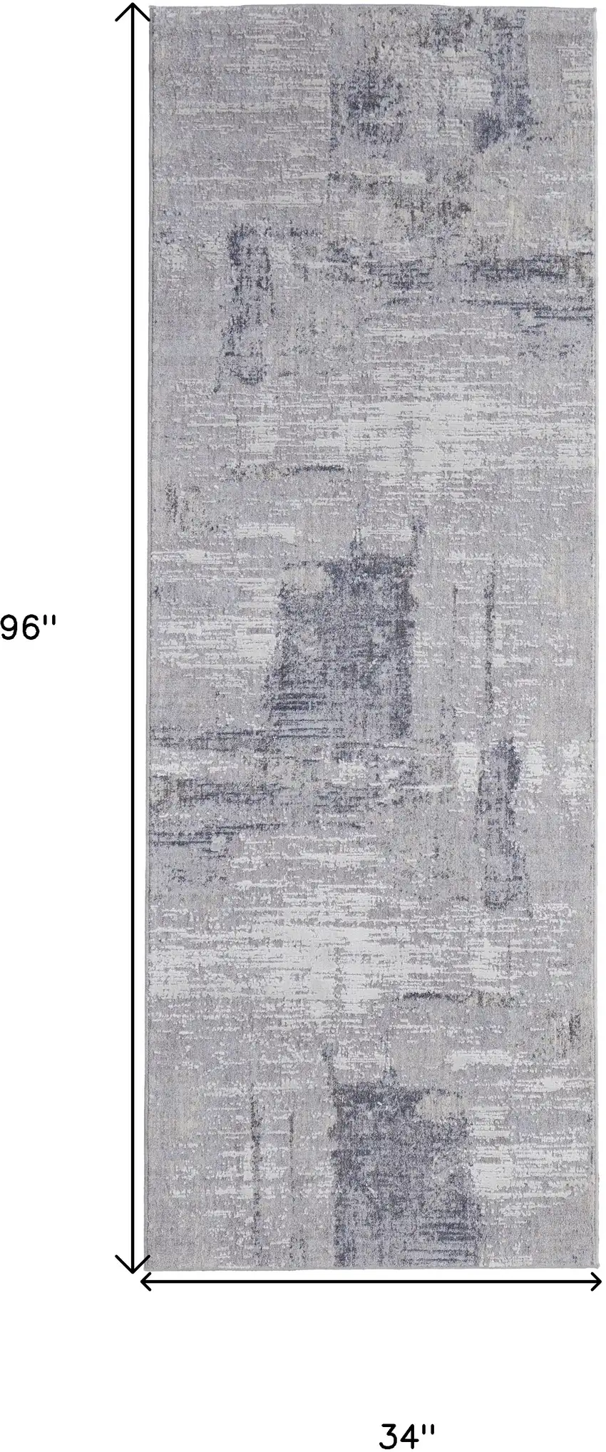 8' Taupe Tan And Blue Abstract Power Loom Distressed Stain Resistant Runner Rug Photo 7