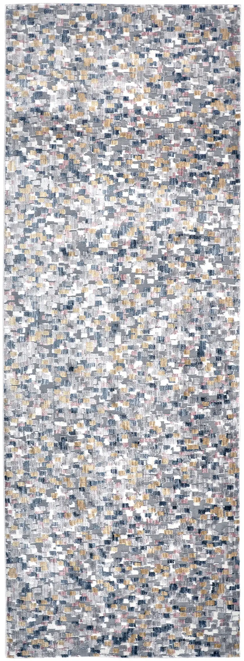 8' Taupe Tan And Orange Abstract Stain Resistant Runner Rug Photo 1