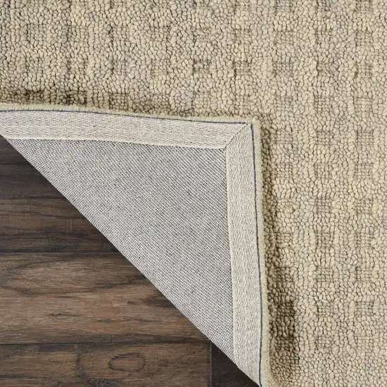8' Taupe Wool Runner Rug Photo 9