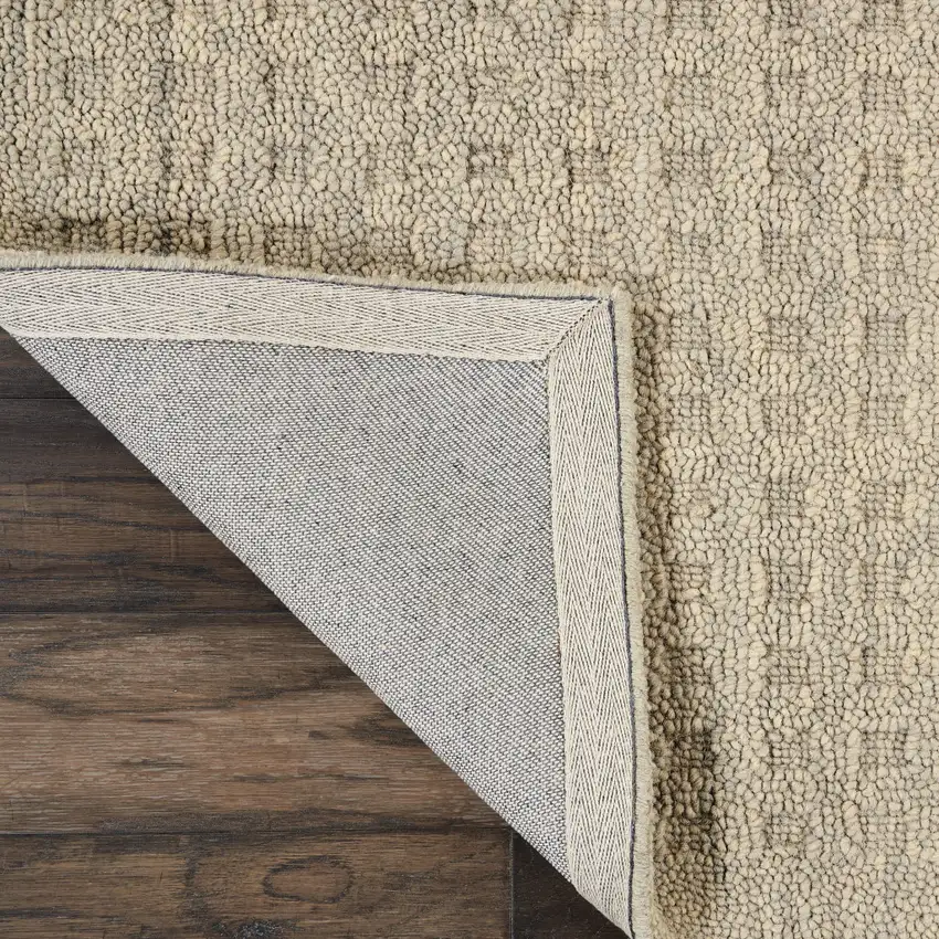 8' Taupe Wool Runner Rug Photo 9
