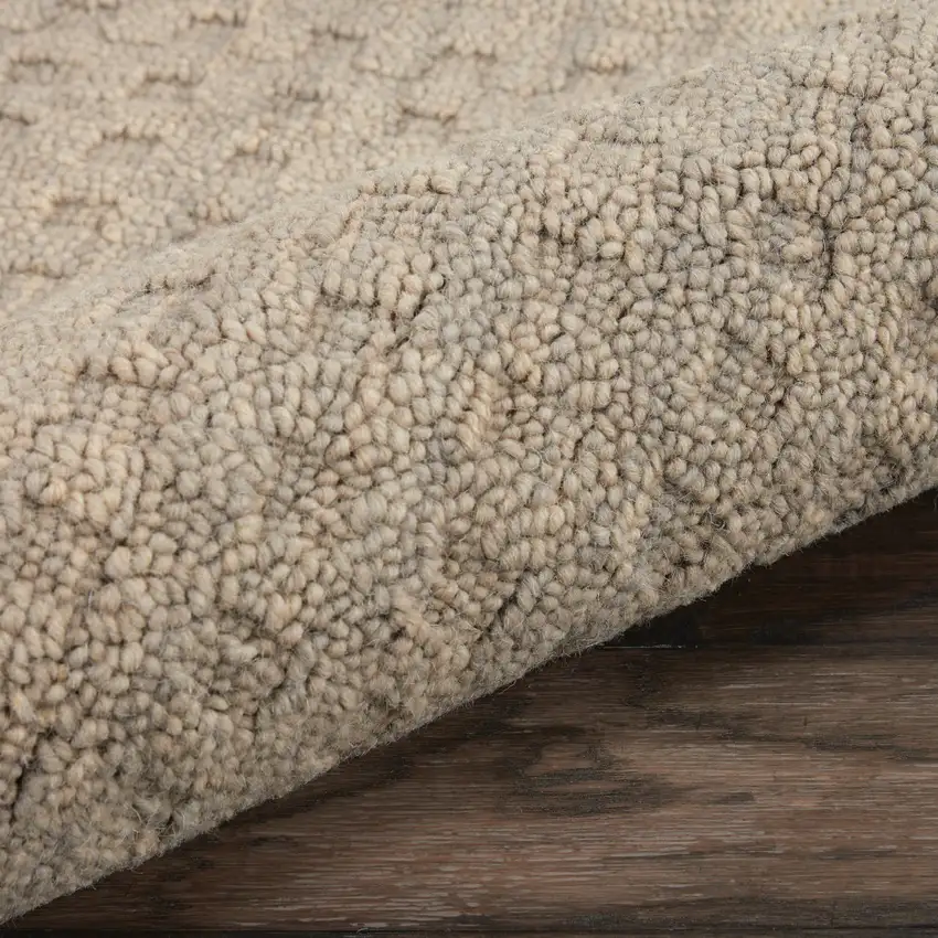 8' Taupe Wool Runner Rug Photo 7