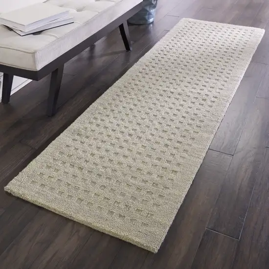 8' Taupe Wool Runner Rug Photo 4