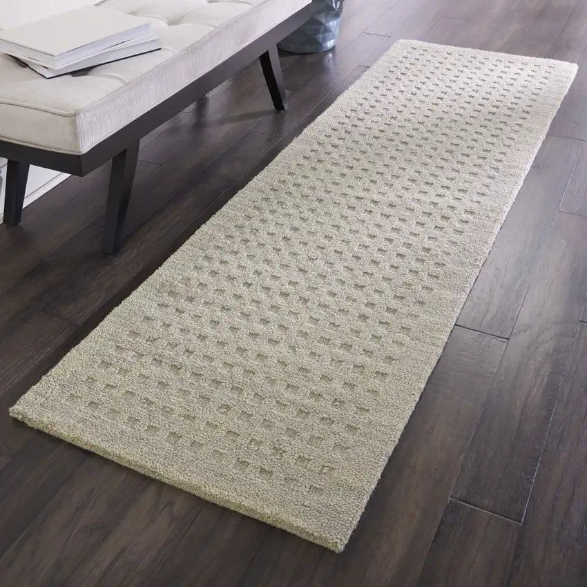 8' Taupe Wool Runner Rug Photo 4