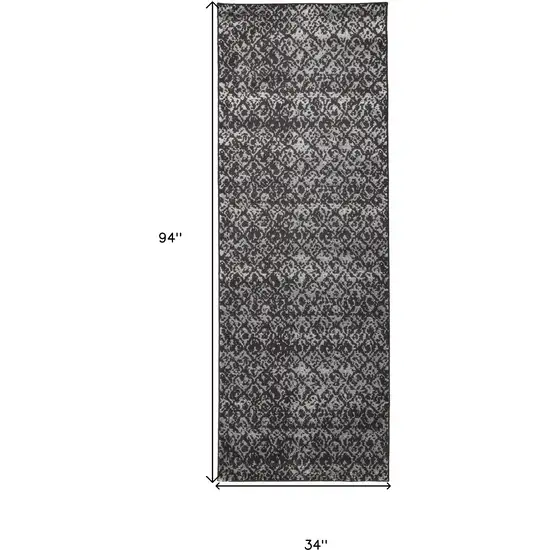8' Taupe and Gray Abstract Power Loom Runner Rug Photo 3