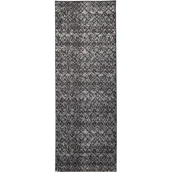 8' Taupe and Gray Abstract Power Loom Runner Rug Photo 2
