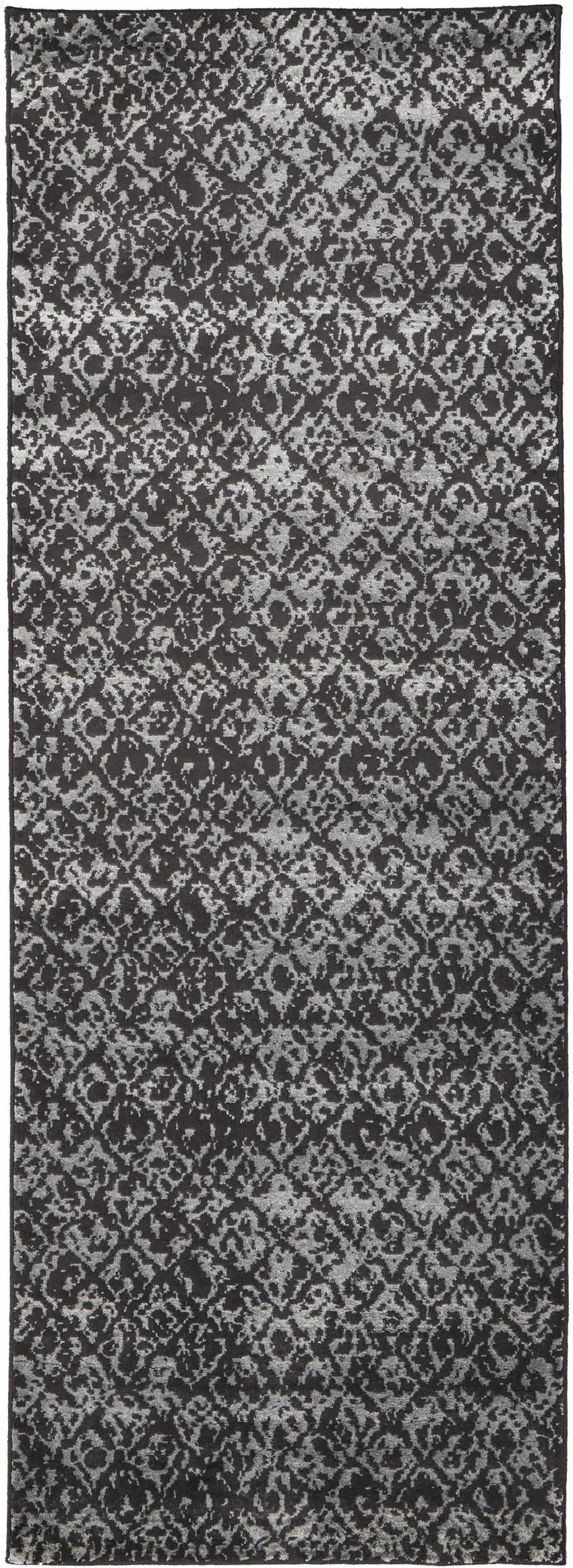 8' Taupe and Gray Abstract Power Loom Runner Rug Photo 2