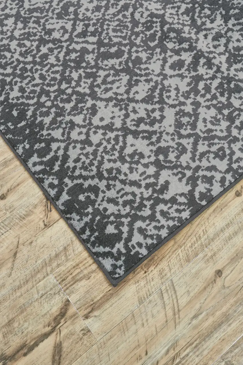 8' Taupe and Gray Abstract Power Loom Runner Rug Photo 4
