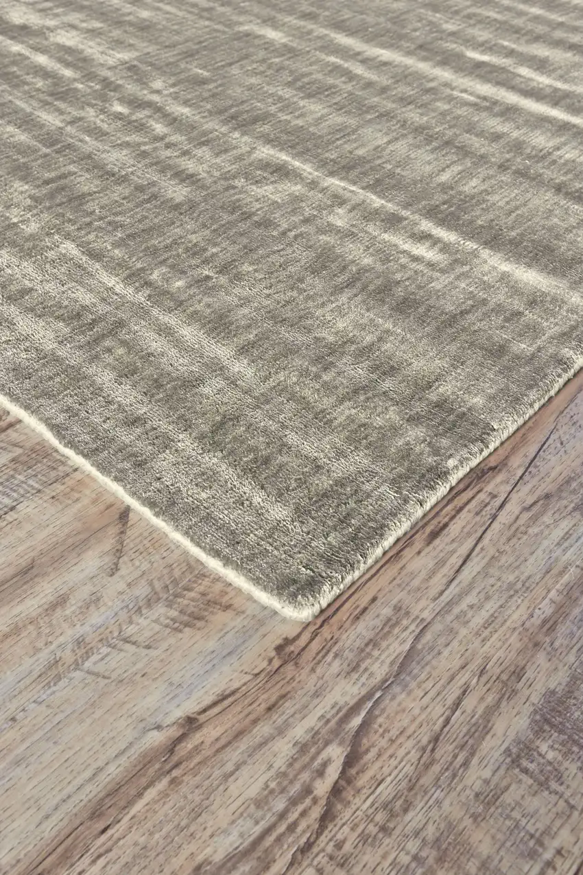 8' Taupe and Gray Chevron Hand Woven Runner Rug Photo 4