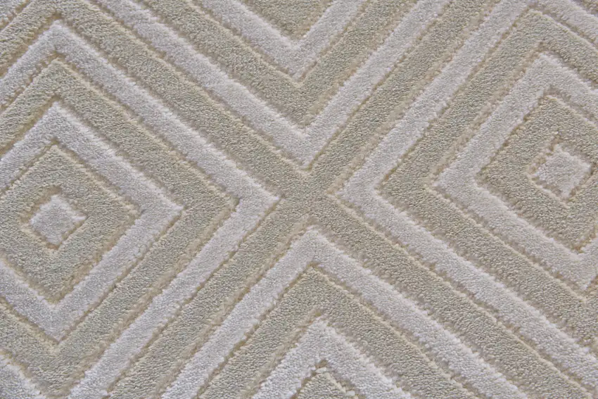 8' Taupe and Gray Geometric Power Loom Runner Rug Photo 5