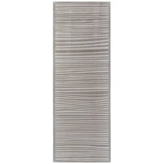 8' Taupe and Gray Power Loom Runner Rug Photo 3