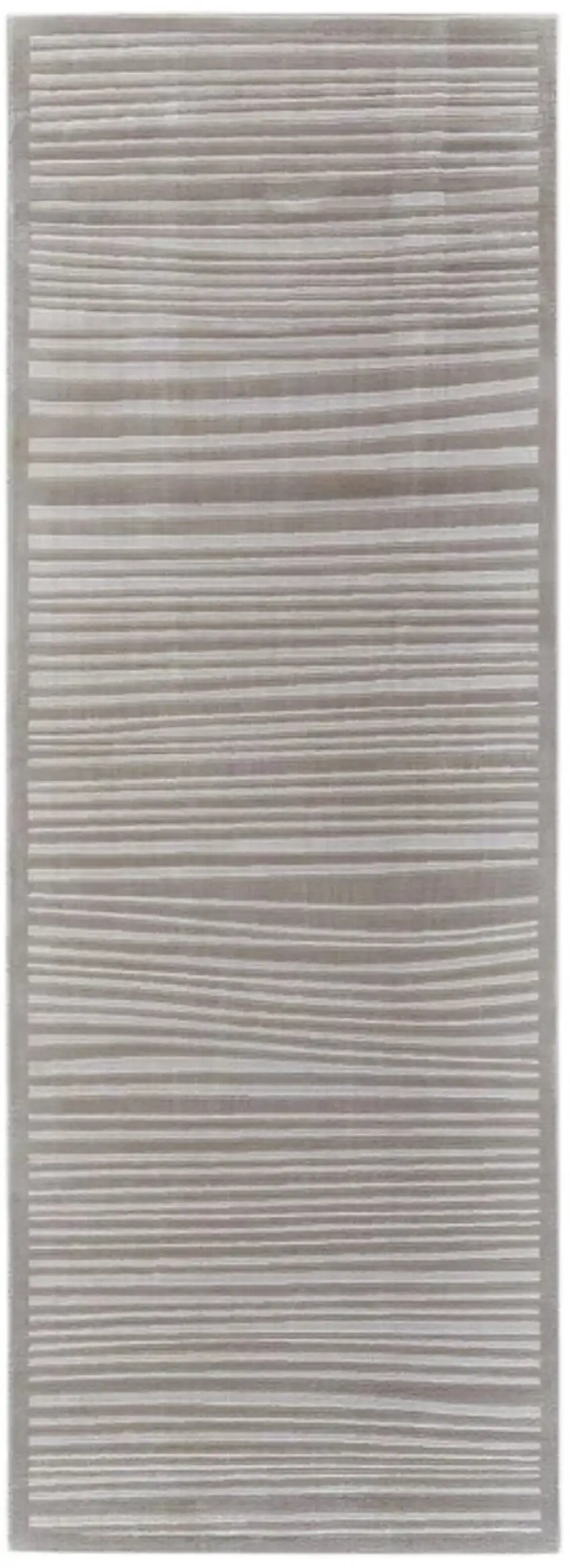 8' Taupe and Gray Power Loom Runner Rug Photo 3