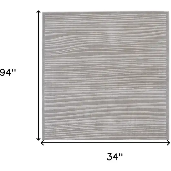 8' Taupe and Gray Power Loom Runner Rug Photo 7
