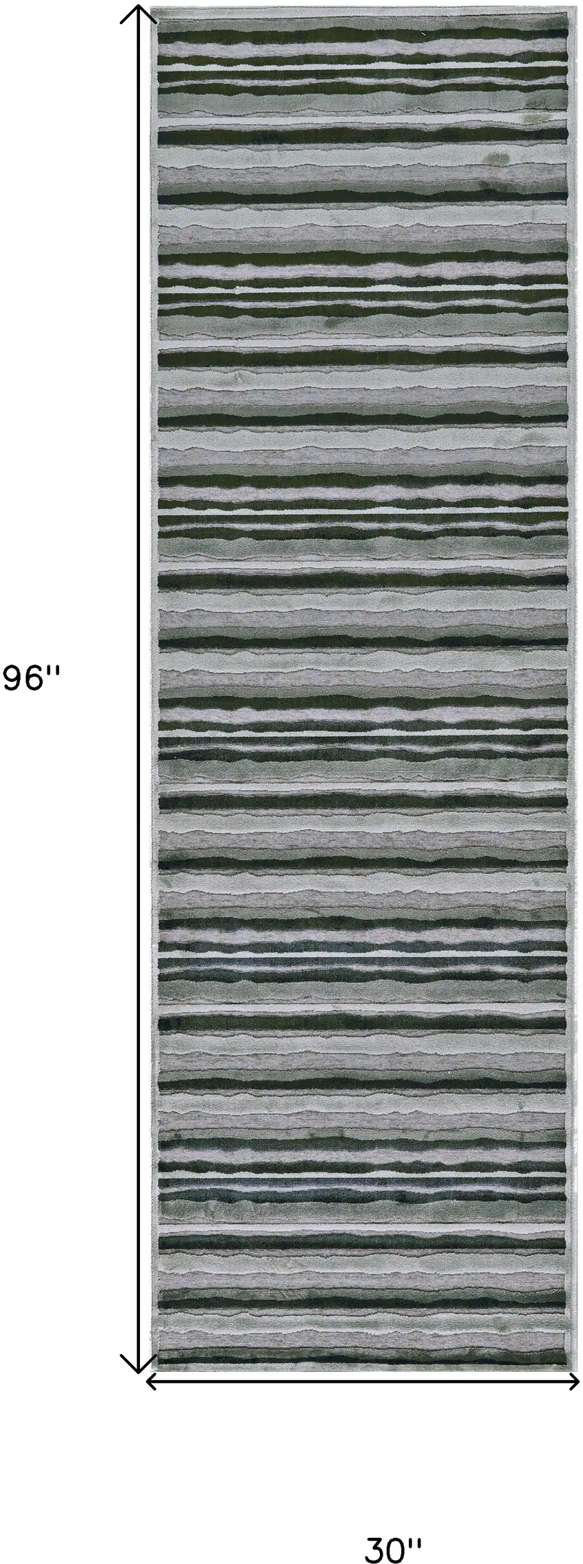 8' Taupe and Gray Striped Power Loom Runner Rug Photo 3