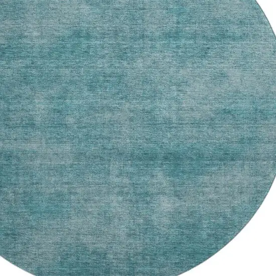 8' Teal And Aqua Abstract Washable Round Rug With UV Protection Photo 3