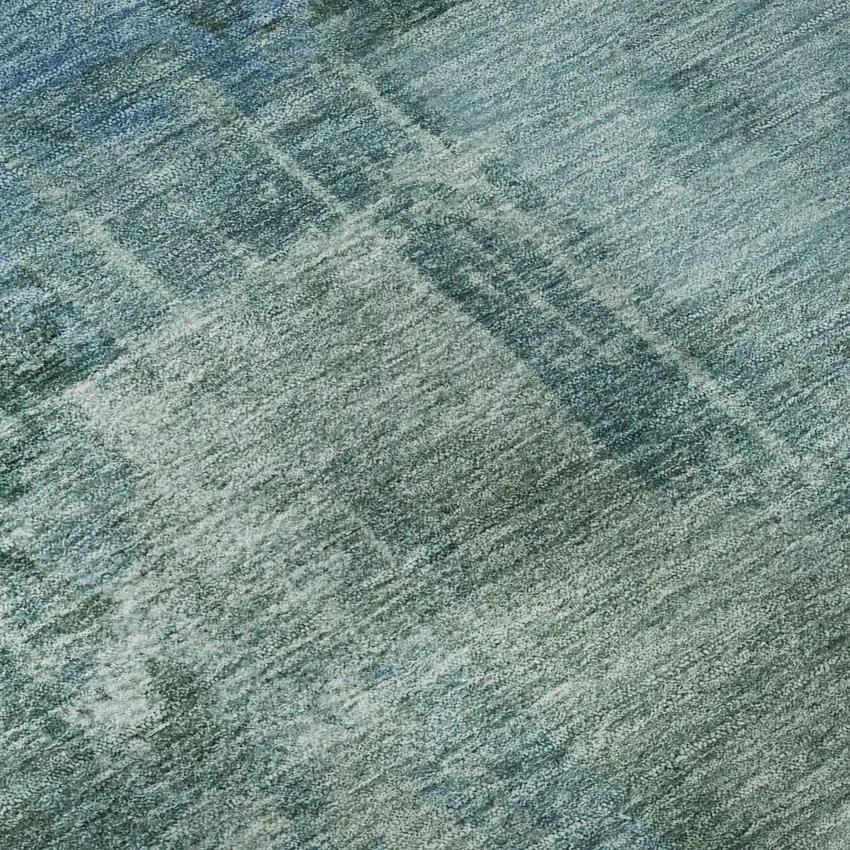 8' Teal And Aqua Abstract Washable Round Rug With UV Protection Photo 7