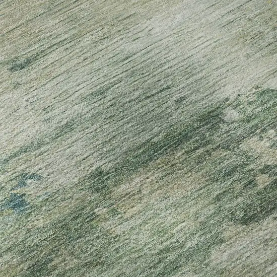 8' Teal And Beige Abstract Washable Round Rug With UV Protection Photo 7