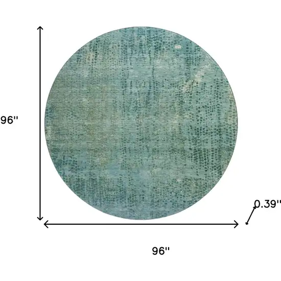 8' Teal And Blue Abstract Washable Round Rug With UV Protection Photo 8