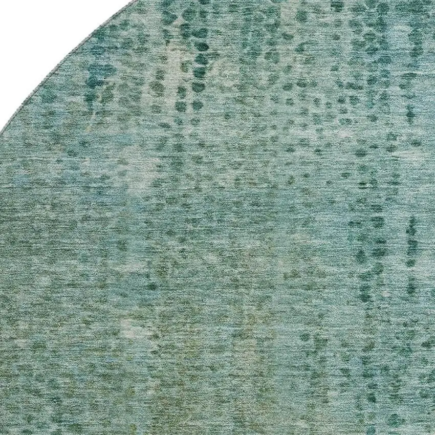8' Teal And Blue Abstract Washable Round Rug With UV Protection Photo 3