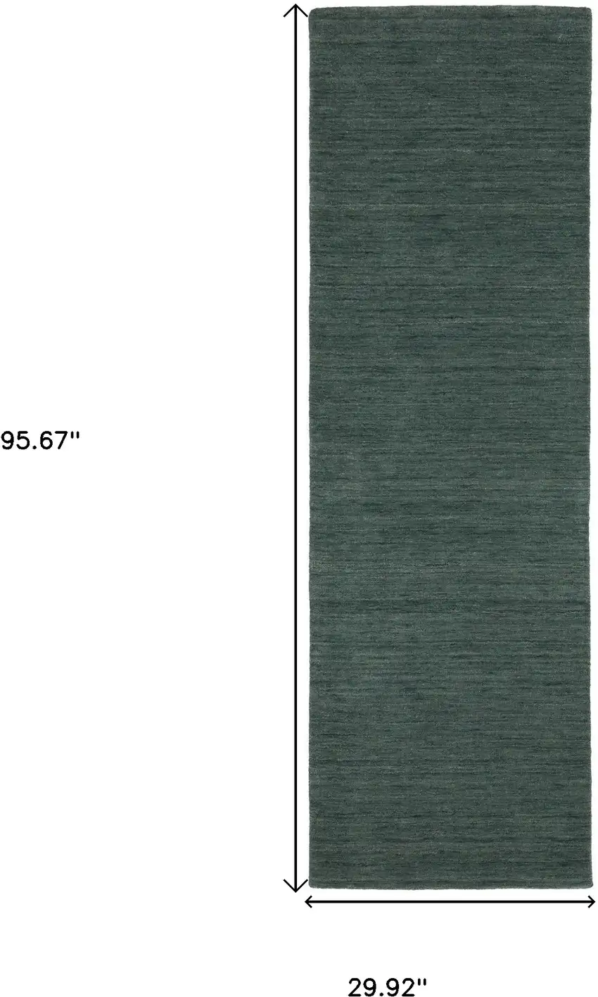 8' Teal And Blue Wool Hand Tufted Runner Rug Photo 3