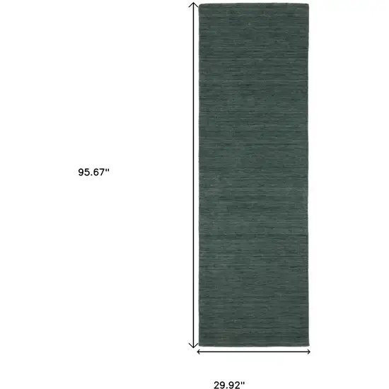 8' Teal And Blue Wool Hand Tufted Runner Rug Photo 3