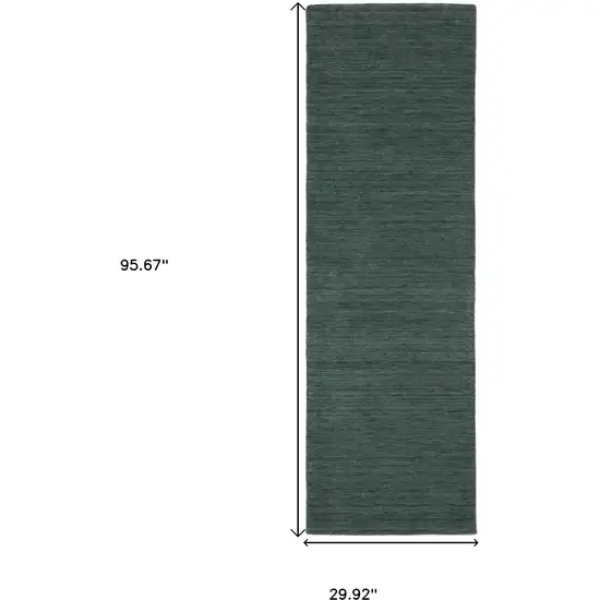 8' Teal And Blue Wool Hand Tufted Runner Rug Photo 3