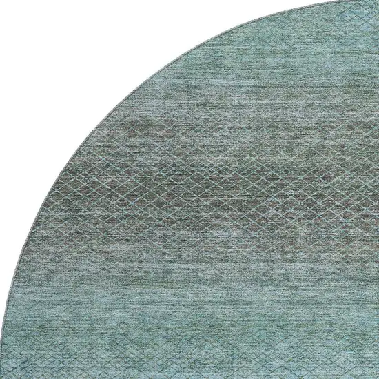 8' Teal And Brown Geometric Washable Round Rug With UV Protection Photo 3