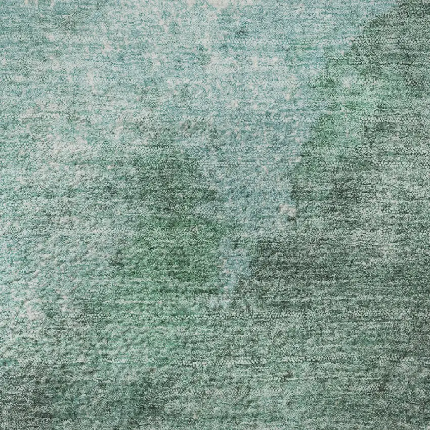 8' Teal And Charcoal Abstract Washable Round Rug With UV Protection Photo 9