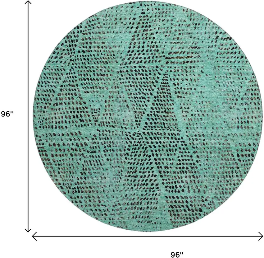 8' Teal And Charcoal Diamond Washable Round Rug With UV Protection Photo 9