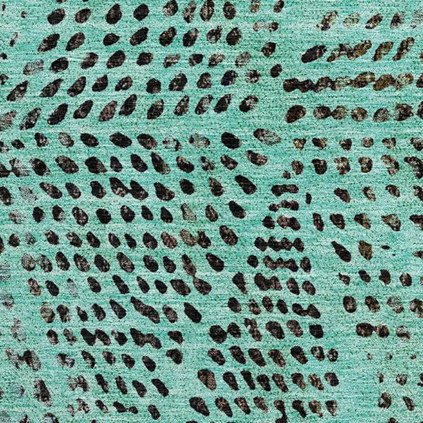 8' Teal And Charcoal Diamond Washable Round Rug With UV Protection Photo 2