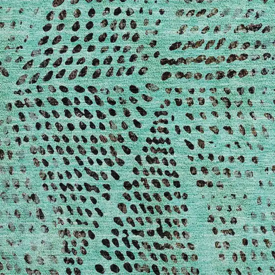 8' Teal And Charcoal Diamond Washable Round Rug With UV Protection Photo 3