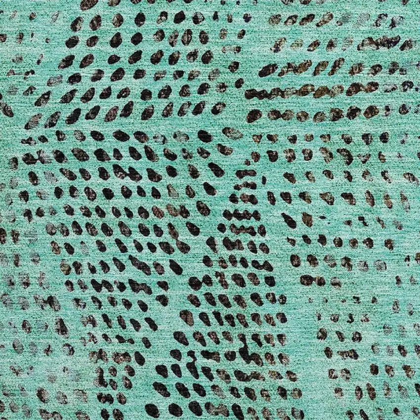 8' Teal And Charcoal Diamond Washable Round Rug With UV Protection Photo 3