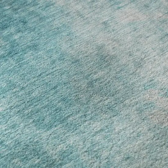 8' Teal And Gray Abstract Washable Round Rug With UV Protection Photo 9