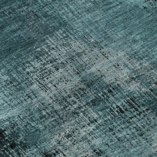 8' Teal And Gray Abstract Washable Round Rug With UV Protection Photo 9