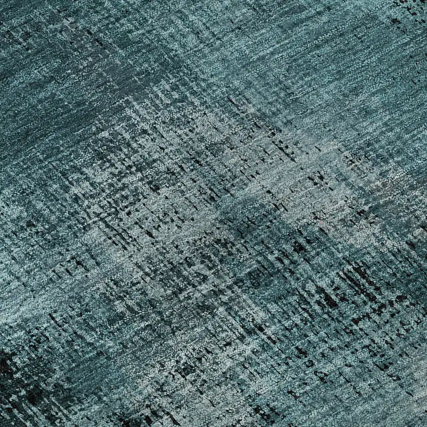 8' Teal And Gray Abstract Washable Round Rug With UV Protection Photo 9