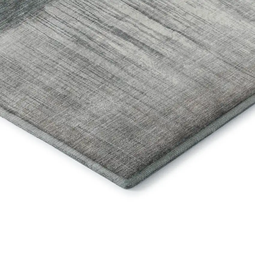 8' Teal And Gray Abstract Washable Round Rug With UV Protection Photo 6