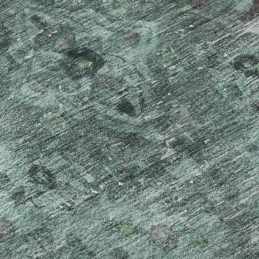 8' Teal And Gray Floral Medallion Washable Round Rug With UV Protection Photo 8